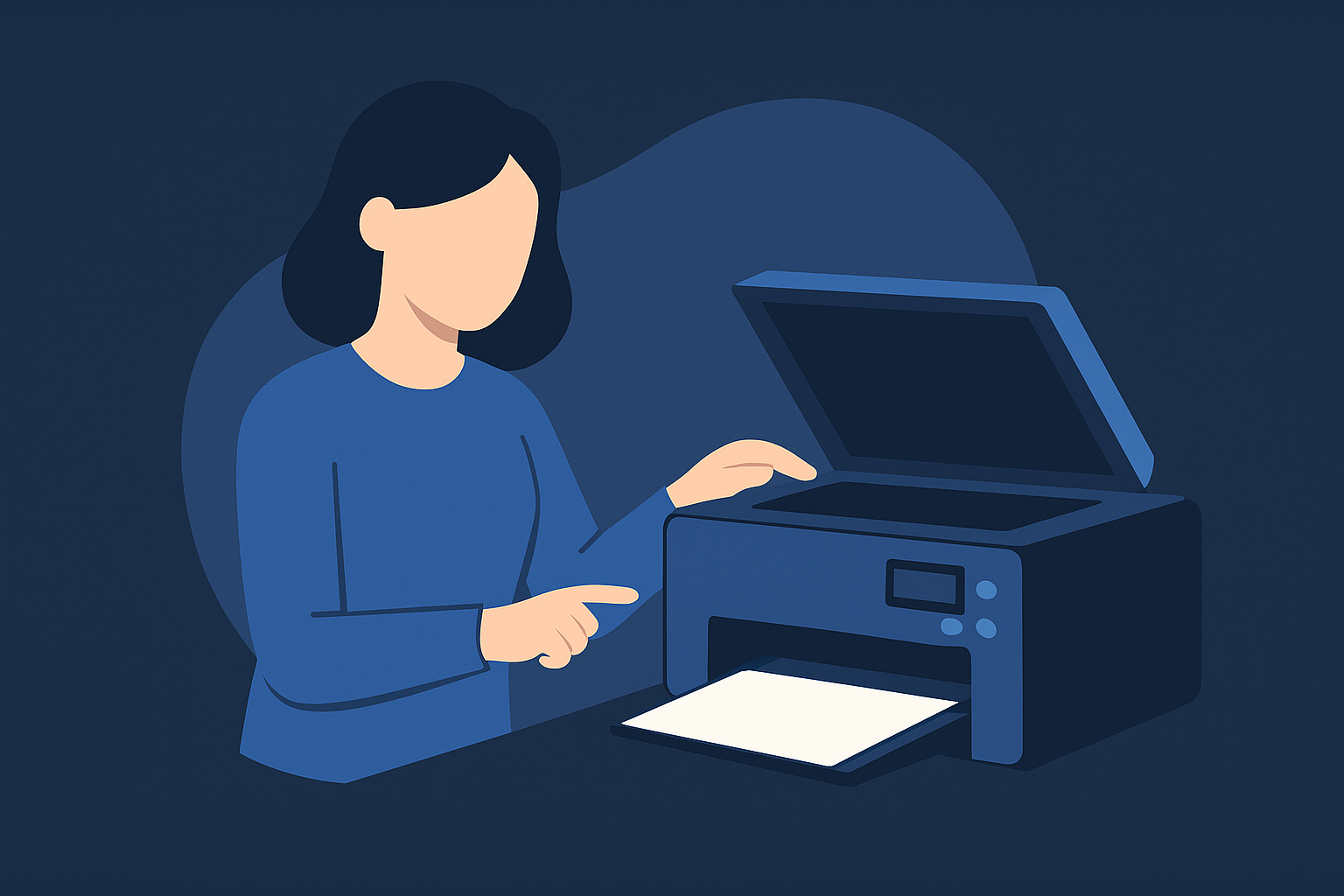 Person fixing a printer illustration